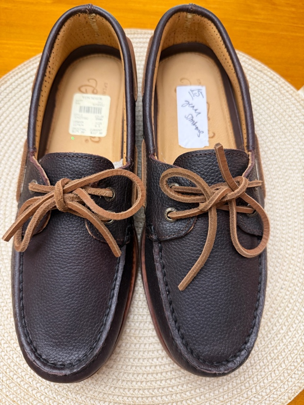 Sperry Brown Leather Boat Shoes with Tan Laces